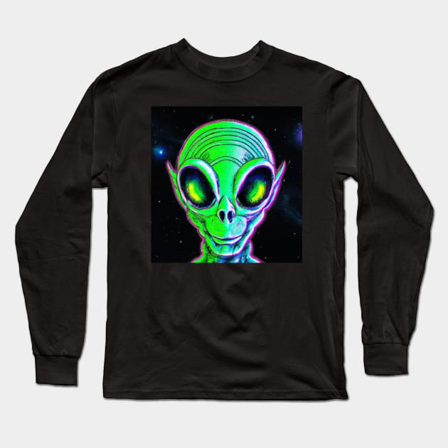 Evil Green Alien Long Sleeve T-Shirt by Starbase79